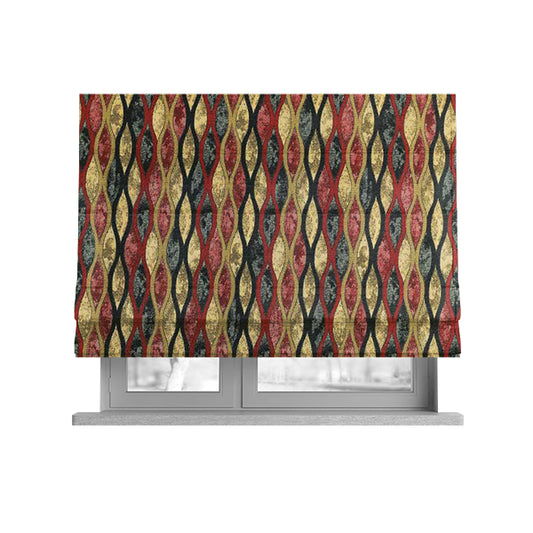 Jangwa Modern Two Tone Stripe Pattern Upholstery Curtains Black Yellow Red Colour Fabric CTR-630 - Roman Blinds