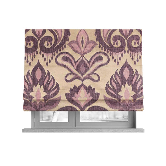 Menuett Floral Damask Pattern Upholstery Curtain Furnishing Fabric In Purple CTR-646 - Roman Blinds