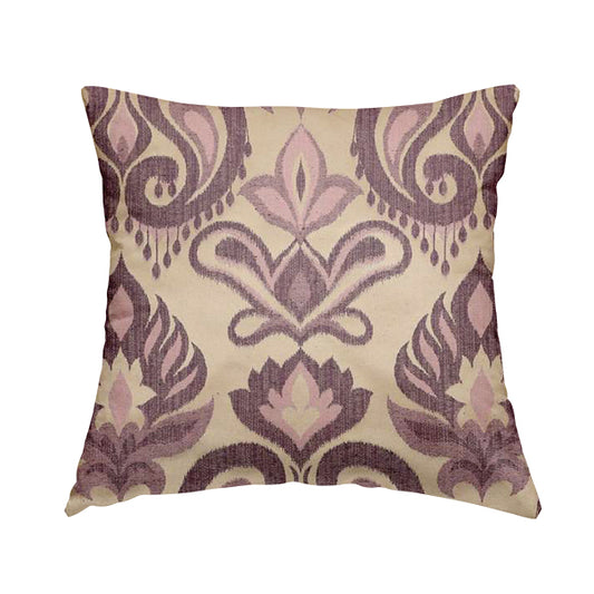 Menuett Floral Damask Pattern Upholstery Curtain Furnishing Fabric In Purple CTR-646 - Handmade Cushions