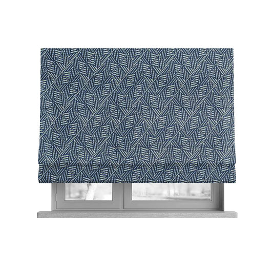 Act Semi Plain Pattern Chenille Textured Blue Colour Curtain Upholstery Fabric CTR-658 - Roman Blinds