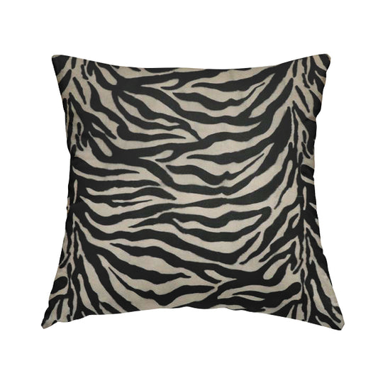 Animal Print Zebra Theme Pattern Black White Colour Printed Velvet Velour Upholstery Curtain Fabrics - Handmade Cushions