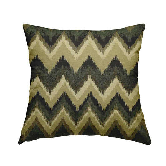 Bruges Stripe Chevron Black Grey Green Chenille Quality Jacquard Upholstery Fabrics CTR-677 - Handmade Cushions