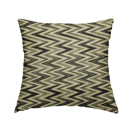 Bruges Stripe Chevron Modern Pattern Black Chenille Quality Jacquard Upholstery Fabric CTR-681 - Handmade Cushions