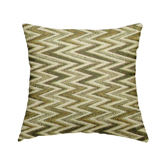 Bruges Stripe Chevron Modern Pattern Green Chenille Quality Jacquard Upholstery Fabric CTR-682 - Handmade Cushions