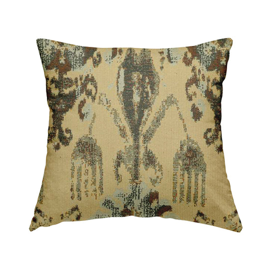Bruges Life Traditional Pattern In Beige Blue Chenille Jacquard Upholstery Fabrics CTR-686 - Handmade Cushions