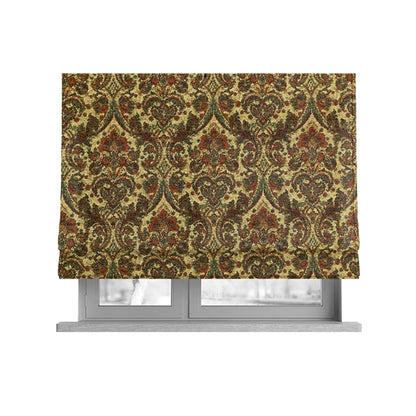 Bruges Modern Floral Damask Pattern Beige Orange Red Upholstery Fabrics CTR-688 - Roman Blinds