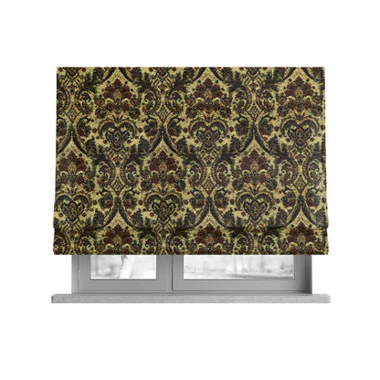 Bruges Modern Floral Damask Pattern Beige Black Red Upholstery Fabrics CTR-689 - Roman Blinds