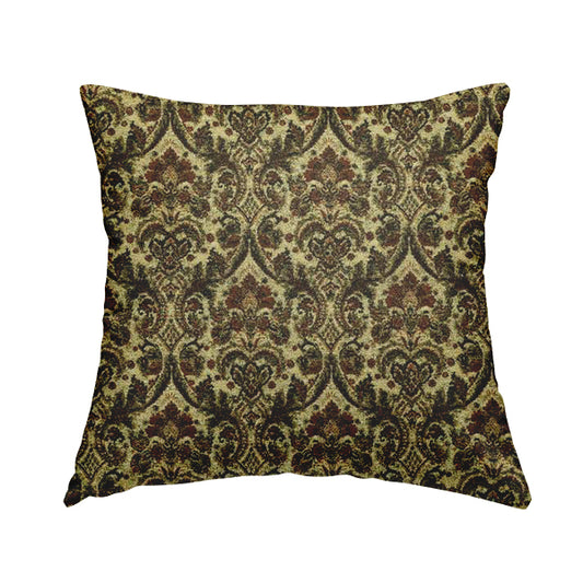 Bruges Modern Floral Damask Pattern Beige Black Red Upholstery Fabrics CTR-689 - Handmade Cushions