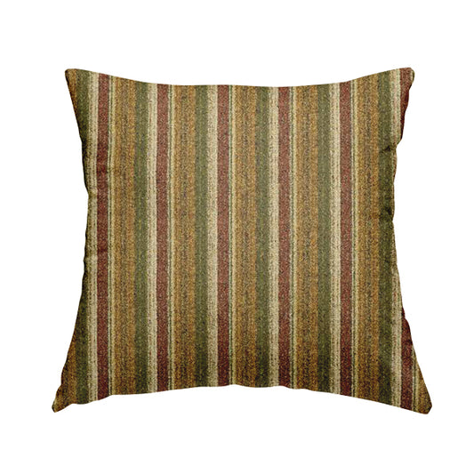 Bruges Stripe Vertical Striped Pattern Green Red Yellow Colour Jacquard Upholstery Fabrics CTR-694 - Handmade Cushions