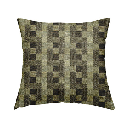 Bruges Stripe Geometric Square Pattern Grey Black Colour Upholstery Fabrics CTR-701 - Handmade Cushions