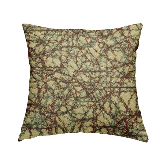 Bruges Modern Jacquard Tapestry Barbed Wire Pattern Red Beige Chenille Upholstery Fabrics CTR-704 - Handmade Cushions