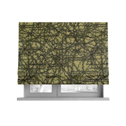 Bruges Modern Jacquard Tapestry Barbed Wire Pattern Green Beige Chenille Upholstery Fabric CTR-705 - Roman Blinds