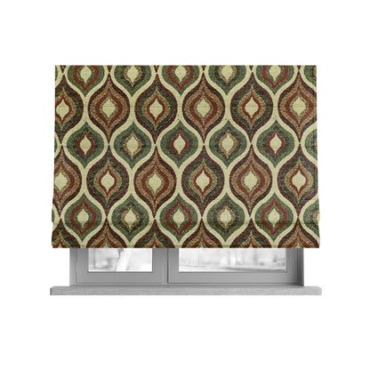 Bruges Life Tuilp Onion Eye Lid Pattern Red Green Orange Jacquard Upholstery Fabric CTR-713 - Roman Blinds