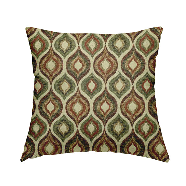 Bruges Life Tuilp Onion Eye Lid Pattern Red Green Orange Jacquard Upholstery Fabric CTR-713 - Handmade Cushions