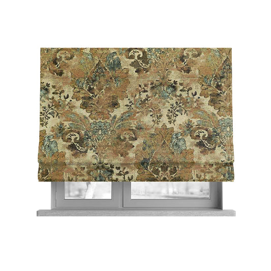 Bruges Life All Over Floral Damask Beige Colour Chenille Jacquard Upholstery Fabrics CTR-720 - Roman Blinds