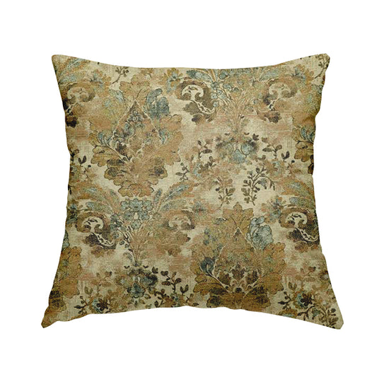 Bruges Life All Over Floral Damask Beige Colour Chenille Jacquard Upholstery Fabrics CTR-720 - Handmade Cushions