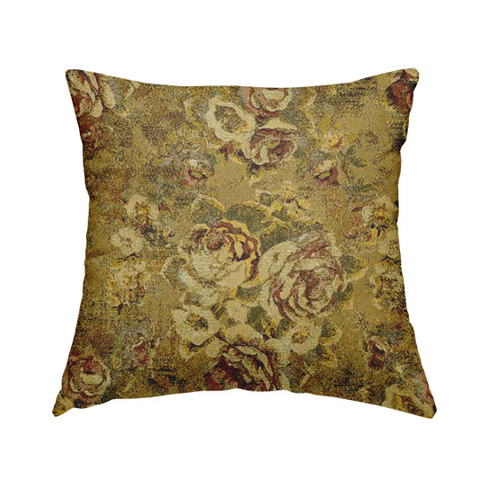 Bruges Life All Over Floral Pattern Green Colour Chenille Jacquard Upholstery Fabrics CTR-724 - Handmade Cushions