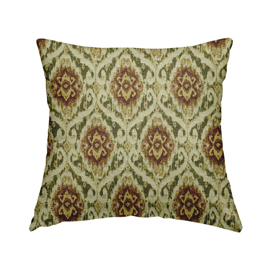 Bruges Modern Green White All Over Damask Pattern Chenille Jacquard Upholstery Fabrics CTR-726 - Handmade Cushions