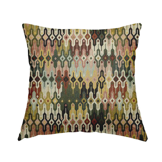 Bruges Modern Multi Coloured Full All Over Needle Geometric Pattern Jacquard Upholstery Fabrics CTR-728 - Handmade Cushions