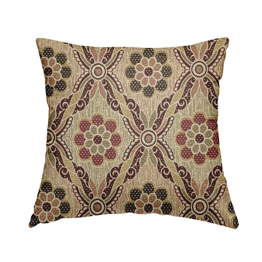 Acer Purple Colour Chenille Upholstery Fabric Traditional Damask Pattern CTR-750 - Handmade Cushions