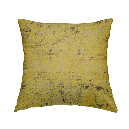 Agenda Quality Semi Plain Abstract Yellow Chenille Furnishing Upholstery Fabric CTR-782 - Handmade Cushions