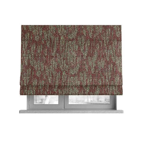 Trapeze Faded Herringbone Pattern Semi Plain Red Furnishing Fabrics CTR-797 - Roman Blinds