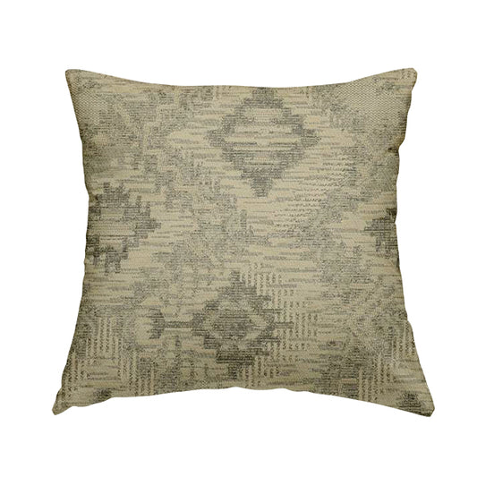 Elba Faded Kilim Traditional Pattern Cream Chenille Colour Furnishing Curtain Fabric CTR-801 - Handmade Cushions
