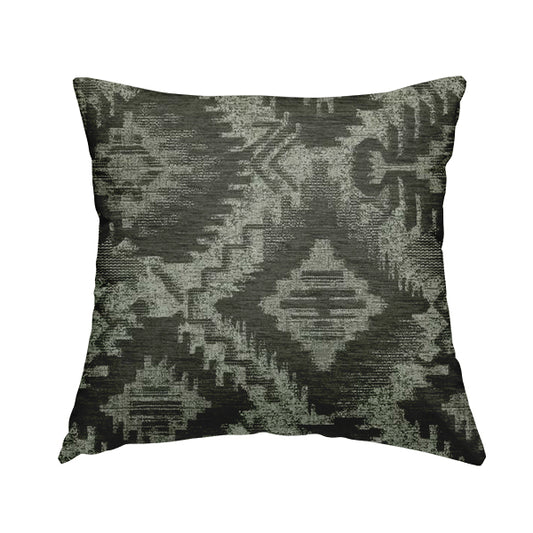 Elba Faded Kilim Traditional Pattern Grey Chenille Colour Furnishing Curtain Fabric CTR-805 - Handmade Cushions