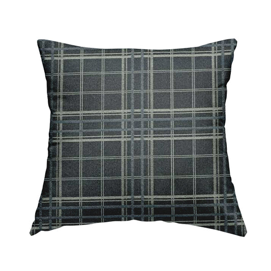 Sherbourne Wool Effect Chenille Blue Colour Tartan Plaid Pattern Curtain Upholstery Fabrics CTR-813 - Handmade Cushions
