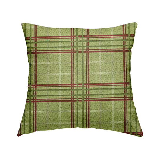 Sherbourne Wool Effect Chenille Green Colour Tartan Plaid Pattern Curtain Upholstery Fabrics CTR-815 - Handmade Cushions
