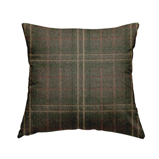 Sherbourne Wool Effect Chenille Brown Green Colour Tartan Plaid Pattern Curtain Upholstery Fabrics CTR-817 - Handmade Cushions