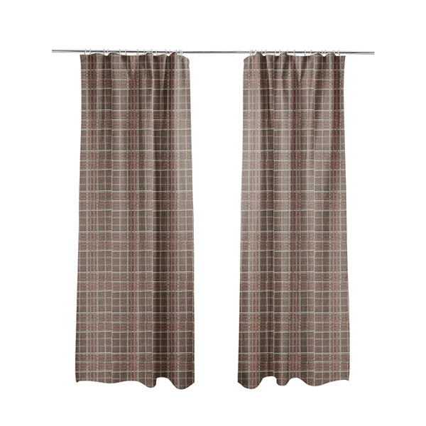 Melton Soft Wool Effect Chenille Burgundy Red Tartan Pattern Curtain Upholstery Fabrics CTR-826 - Made To Measure Curtains