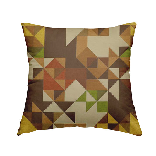 Hawaii Modern Geometric Brown Yellow Green Pattern Curtain Upholstery Fabrics CTR-829 - Handmade Cushions