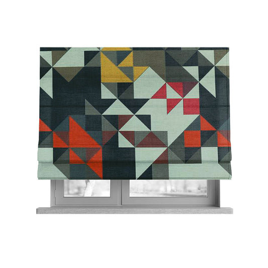 Hawaii Modern Geometric Blue Orange Yellow Pink Pattern Curtain Upholstery Fabrics CTR-831 - Roman Blinds