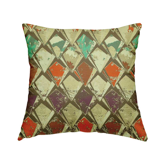 Hawaii Modern Diamond Geometric Pattern Teal Orange Purple Chenille Upholstery Fabrics CTR-833 - Handmade Cushions