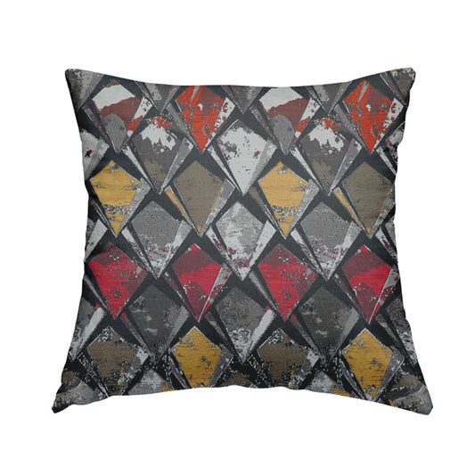 Hawaii Modern Diamond Geometric Pattern Grey Pink Yellow Chenille Upholstery Fabrics CTR-835 - Handmade Cushions