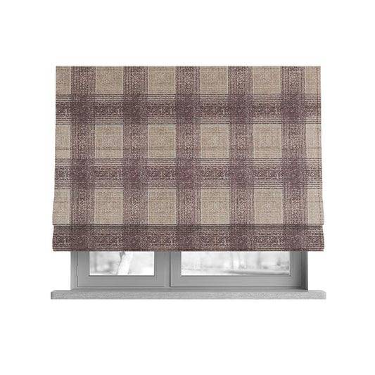 Glencoe Purple Lilac Colour Flat Weave Chenille Faded Tartan Pattern Upholstery Fabric CTR-839 - Roman Blinds