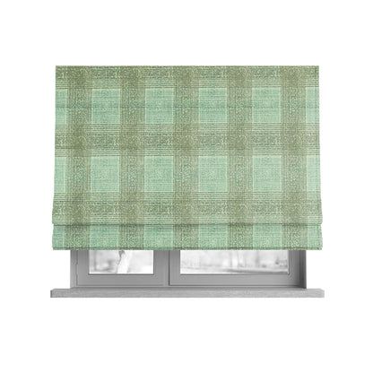 Glencoe Silver Blue Colour Flat Weave Chenille Faded Tartan Pattern Upholstery Fabric CTR-840 - Roman Blinds