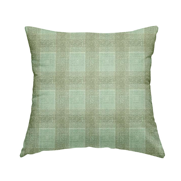 Glencoe Silver Blue Colour Flat Weave Chenille Faded Tartan Pattern Upholstery Fabric CTR-840 - Handmade Cushions