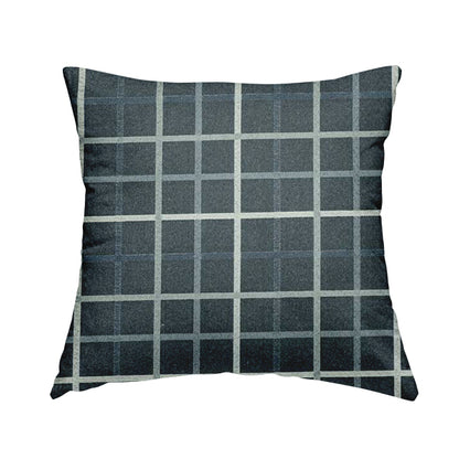 Clifton Blue Colour Tartan Scottish Pattern Soft Touch Wool Effect Furnishing Fabric CTR-841 - Handmade Cushions