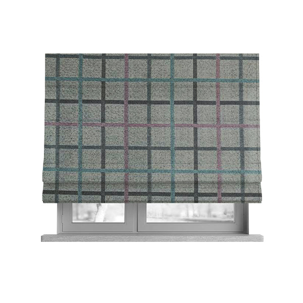 Clifton Blue Purple Colour Tartan Scottish Pattern Soft Touch Wool Effect Furnishing Fabric CTR-843 - Roman Blinds