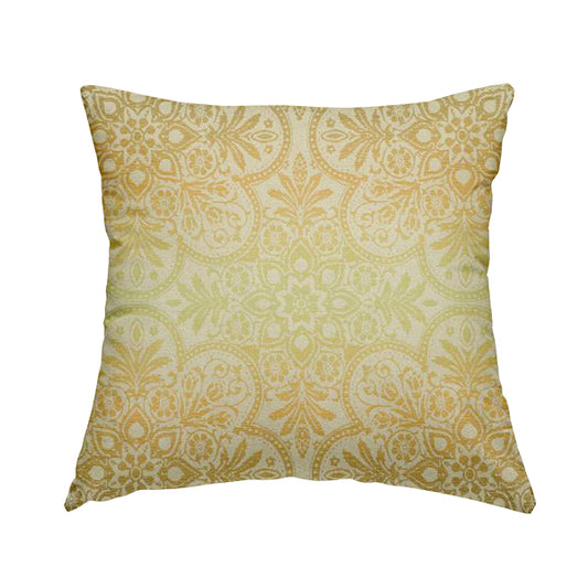 In Bloom Colourful Blossom Modern Pattern Green Orange Chenille Upholstery Fabric CTR-850 - Handmade Cushions