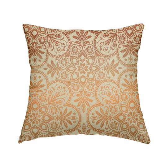 In Bloom Colourful Blossom Modern Pattern Orange Chenille Upholstery Fabric CTR-853 - Handmade Cushions