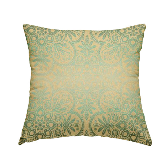 In Bloom Colourful Blossom Modern Pattern Blue Teal Chenille Upholstery Fabric CTR-854 - Handmade Cushions