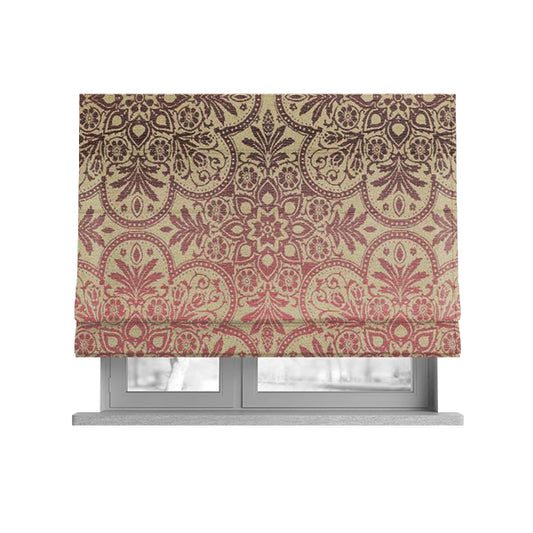 In Bloom Colourful Blossom Modern Pattern Purple Pink Chenille Upholstery Fabric CTR-855 - Roman Blinds