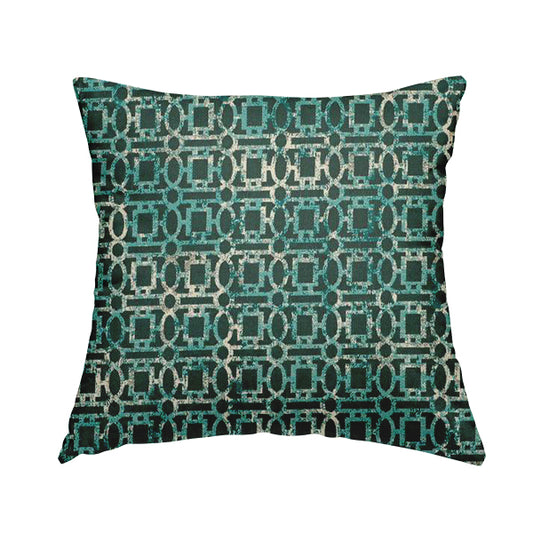 Tiffany Lightweight Modern Geometrical Pattern Small Scale Blue Chenille Upholstery Fabric CTR-861 - Handmade Cushions