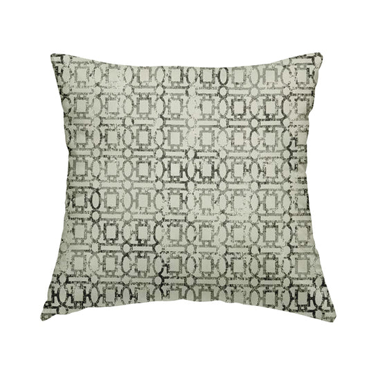 Tiffany Lightweight Modern Geometrical Pattern Small Scale Silver Grey Chenille Upholstery Fabric CTR-864 - Handmade Cushions