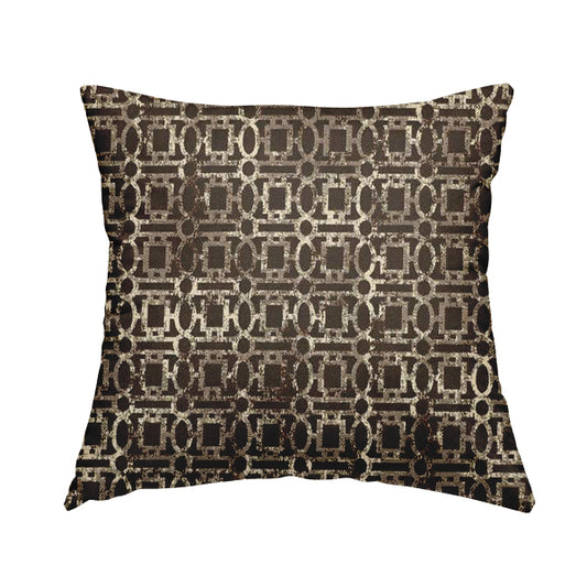 Tiffany Lightweight Modern Geometrical Pattern Small Scale Brown Chenille Upholstery Fabric CTR-865 - Handmade Cushions