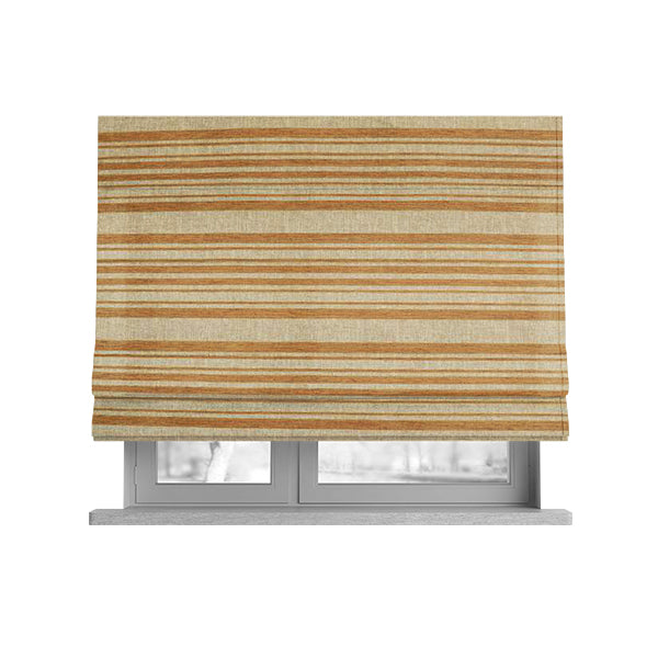 Olympos Mono Tone Faded Stripe Pattern Orange Colour Chenille Upholstery Fabric CTR-872 - Roman Blinds