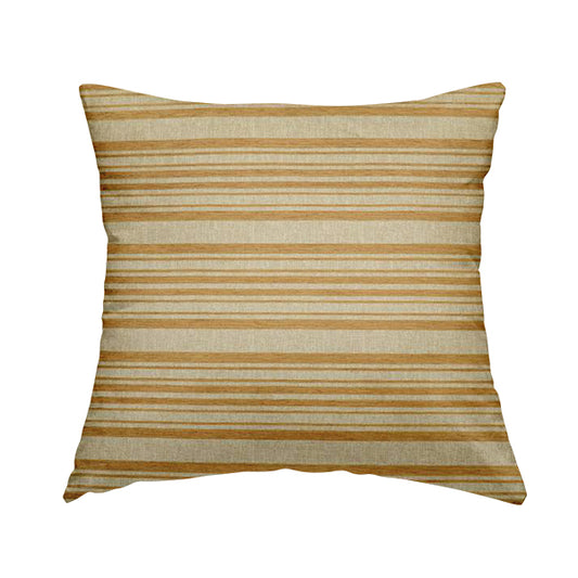 Olympos Mono Tone Faded Stripe Pattern Orange Colour Chenille Upholstery Fabric CTR-872 - Handmade Cushions